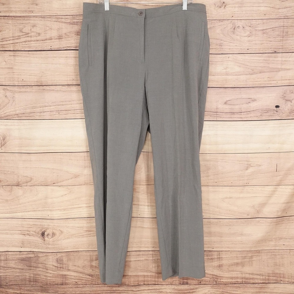 New! Worthington Pants Womens 18W Gray Dress Secret Stretch Waist Straight 39x29